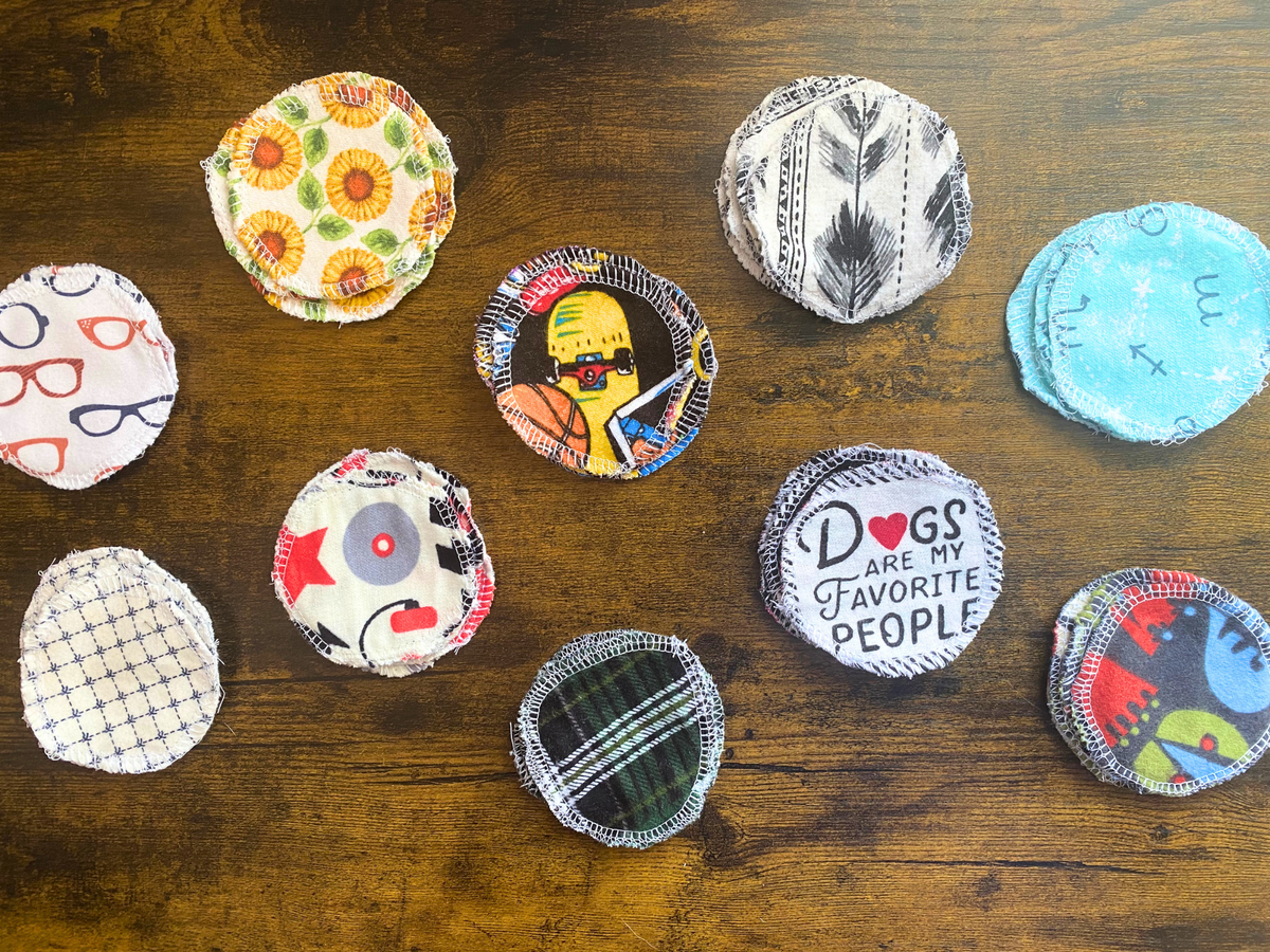 Cotton flannal rounds - set of 4 recycled fabric face rounds